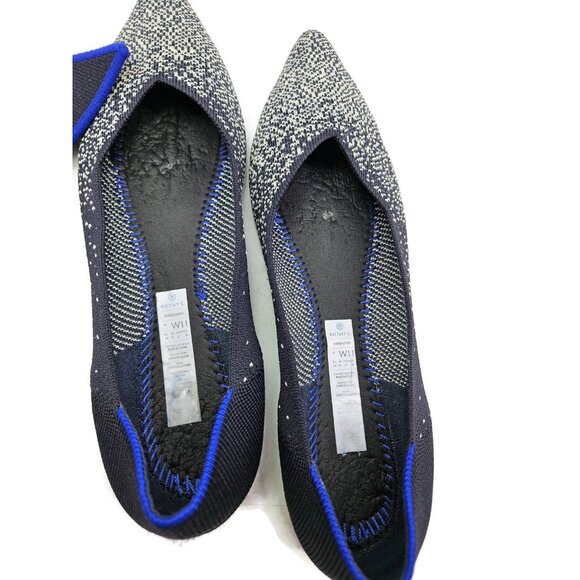 ROTHY'S The Point Flats Womens 11 Midnight Slate Metallic Silver Sparkle Retired - Picture 8 of 8